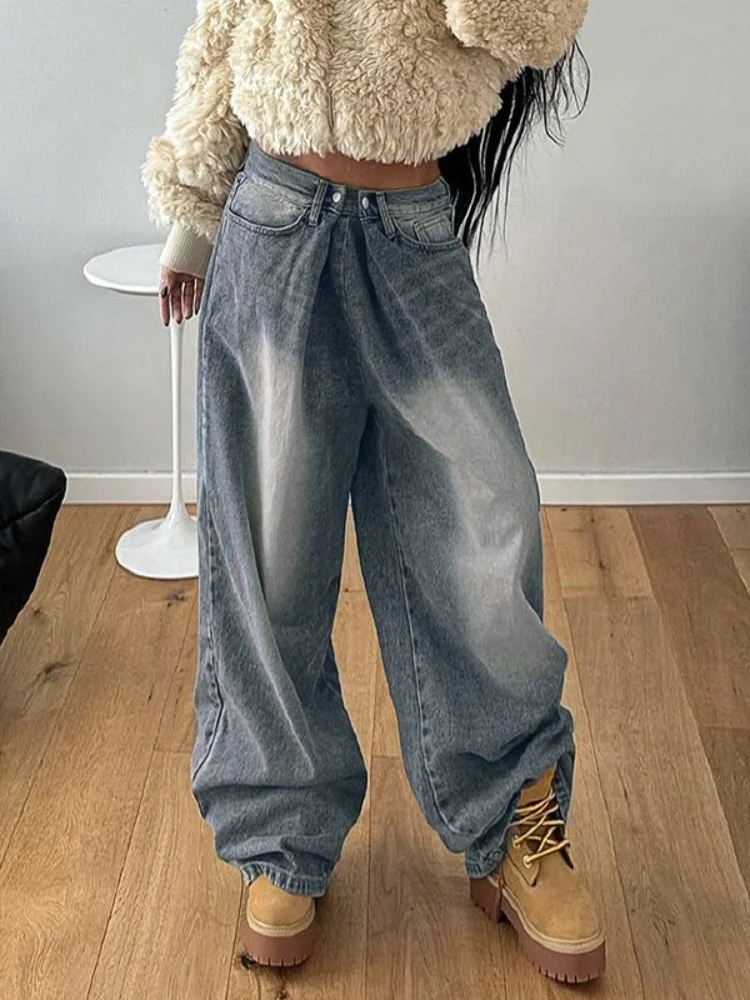 Deeptown Y2k 90s Vintage Streetwear Low Waist Cargo Pants American Retro Fashion Casual Baggy Oversized Denim Trousers 2024 Chic