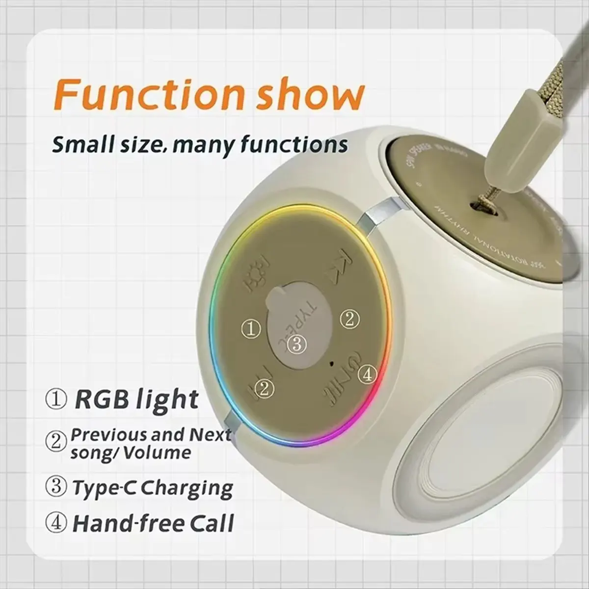 

Портативная Bluetooth-колонка BABQ с гироскопом, RGB-подсветкой, мини-сабвуфером и игрушкой для снятия стресса, крутая идея для подарка, черная