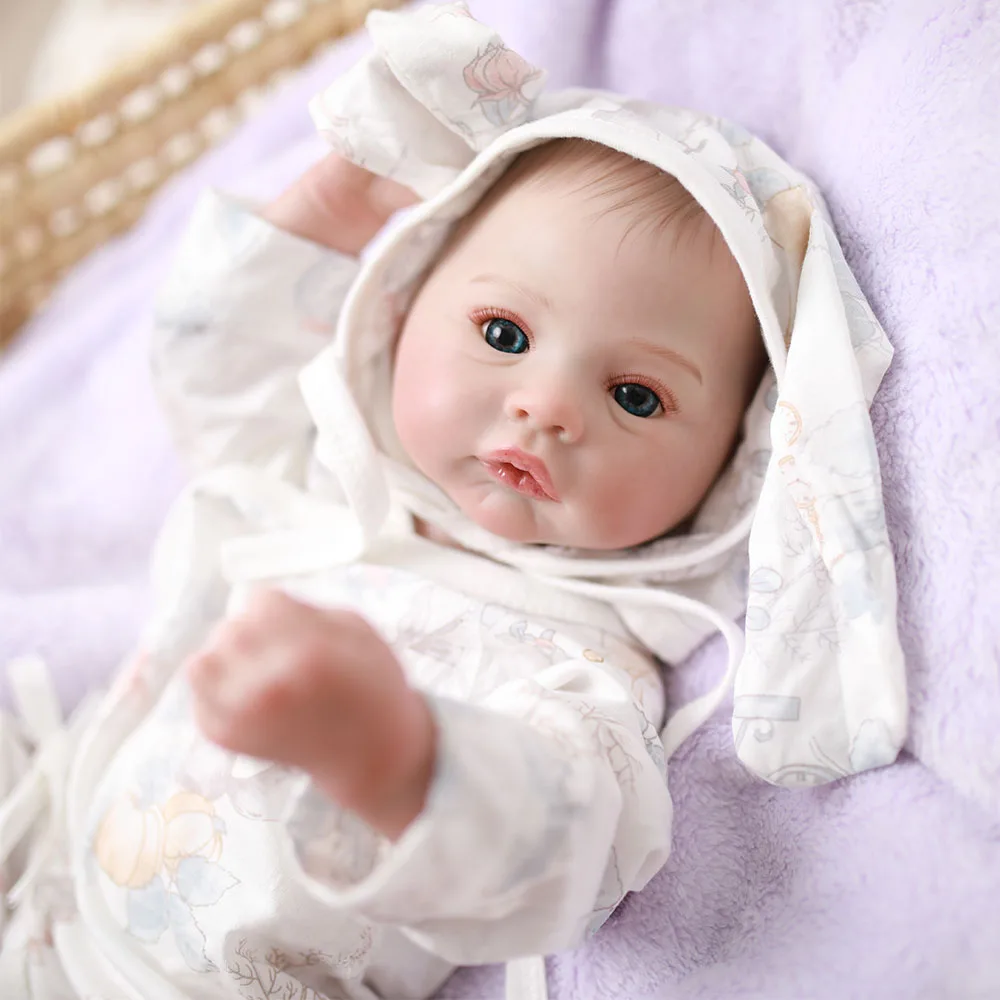 48CM Juz Malowana Gotowa Lalka Reborn Całe Silikonowe Korpusy Winyl Miękki w Dotyku Realistyczna Ręcznie Robiona Skóra 3D z Widocznymi Żyłkami