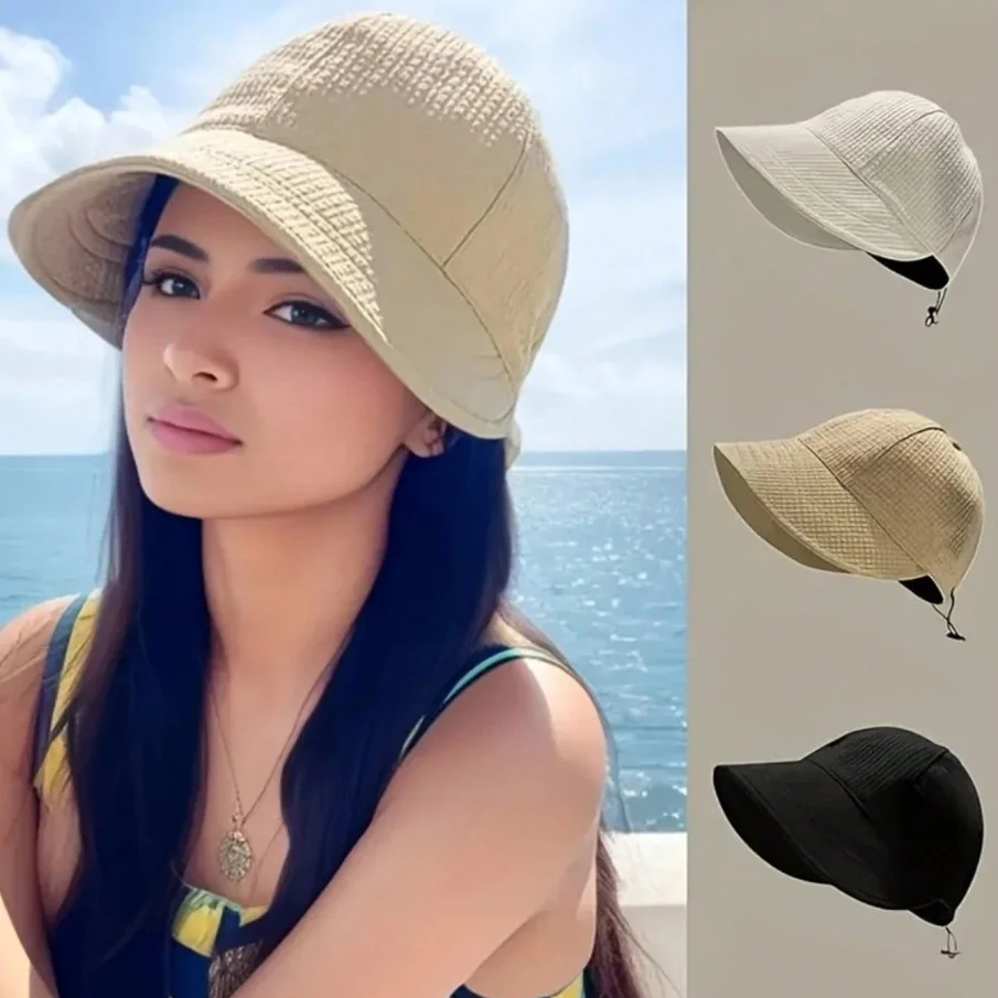 

1pc Women's Foldable Sun Hat, Wide Brim Beach Hat, Simple Design Sunscreen Hat, Ideal for Beach Vacations