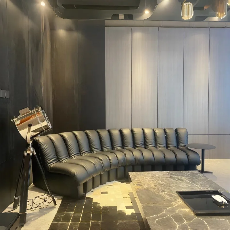 #Design Cool Black Leather Snake Curved Sofa Unique Hotel Office Furniture Modular Sectional Sofa Couch Set