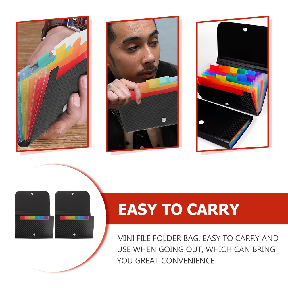 

2pcs Mini Bag Portable Multi-Layer Document Small Organizer High-Grade Pp Material Receipt Container For Bills Checks Change