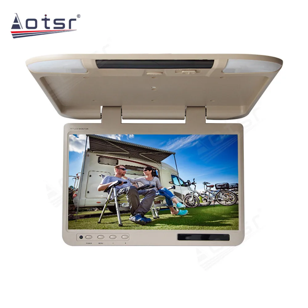 New 22 Inch Car Roof Mount Monitor FHD LCD Screen Motorhome Video Audio MP5 Player Flip Down Auto Ceiling TV Display HDMI USB FM