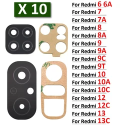 10Pcs, Back Rear Camera Glass Lens With Adhesive For Xiaomi Redmi 6 6A 7 7A 8 8A 9 9A 9C 9T 10 10A 10C 12 12C 13 13C 4G 5G