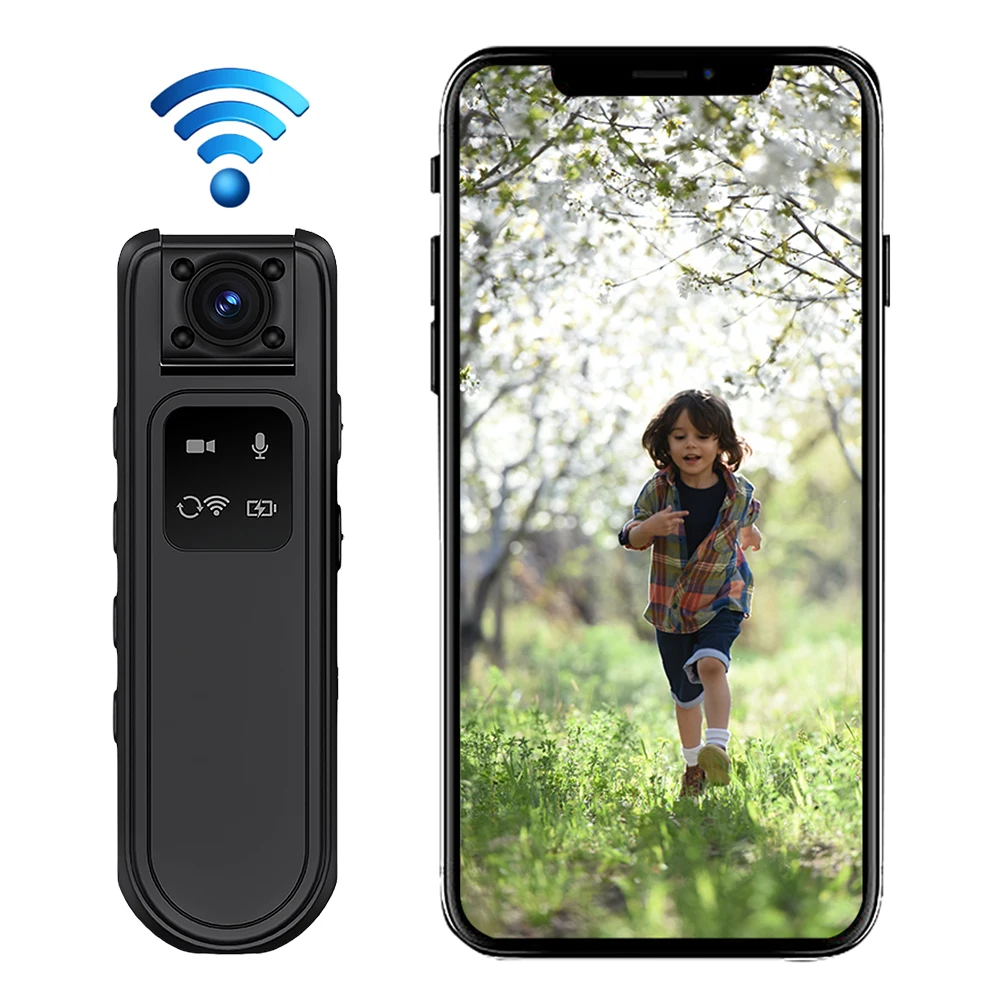 HD 2K Mini Camera Draagbare WiFi Politie Videorecorder met 180 Draaibare Lens Politie Body Cam voor Bewaker Wetshandhaving