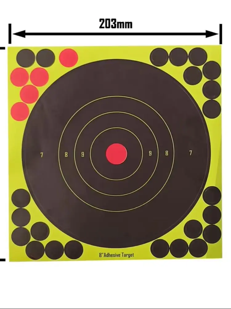 25 Sheets/Pack 8 Inch Bright Fluorescent Yellow Splatter Target Sticker - Adhesive Reactive Shooting Targets A1 view 3