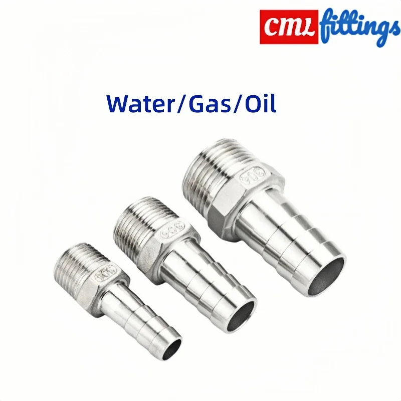 6 8 10 12 13 15 16 18 19 20 مللي متر 1/8 "1/4" 3/8 "1/2" 304 الفولاذ المقاوم للصدأ BSPT ذكر الموضوع بارب خرطوم معبد مشترك اقتران موصل