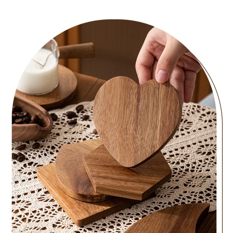 Multifunctional solid wood Coasters, Japanese Style, Anti-Scalding Heat Insulation Pad for Coffee Mug, Wine Glass & Tea Cup 2