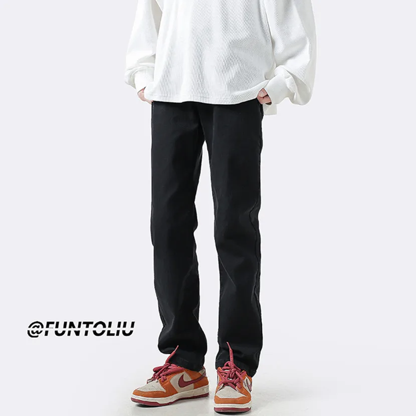 

Casual Bla Straight Leg Men's Sports Pants Spring Autumn New Sle Street Faion High Waist Straight Long Trousers