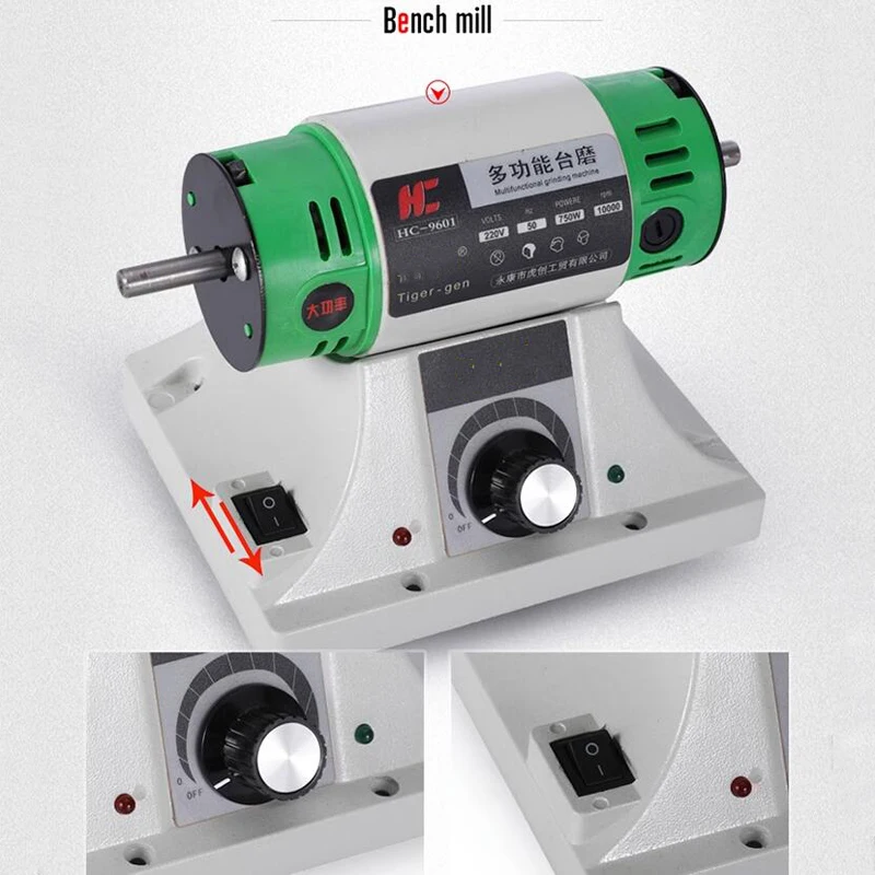 220V jewelry stone grinder, desktop electric polisher, desktop lathe polisher, adjustable speed 0-10000RPM, 750W