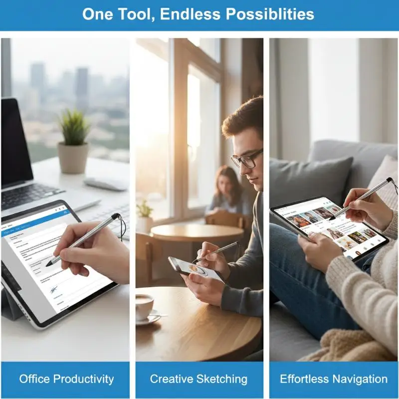 2 in 1 Universal Touch Screen Capacitive Stylus Pen Retractable For Tablet Phone Precise Drawing Office Home Study Use