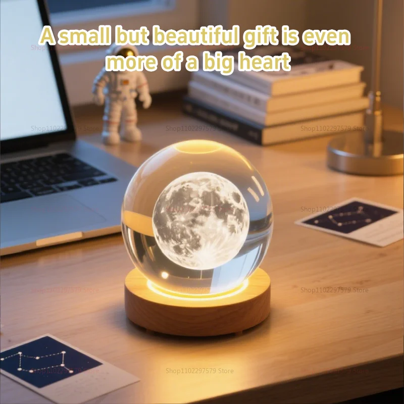 Bola de cristal brillante creativa, adorno de escritorio, luz nocturna de cielo estrellado, regalo de ambiente de ensueño para amigos, decoración del hogar de cumpleaños