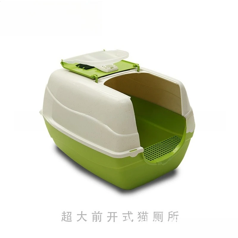 صندوق فضلات القطط كبير الحجم، شبه مغلق، كبير جدًا، ماين، موتبيت، مرحاض مقاوم للرذاذ، صندوق شرف القطط.