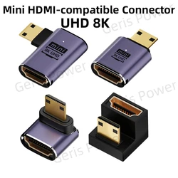 Adaptateur Compatible HDMI, convertisseur mâle à femelle à Angle droit de 90 270 degrés, connecteur HD 8K, Mini / Micro prolongateur compatible HDMI