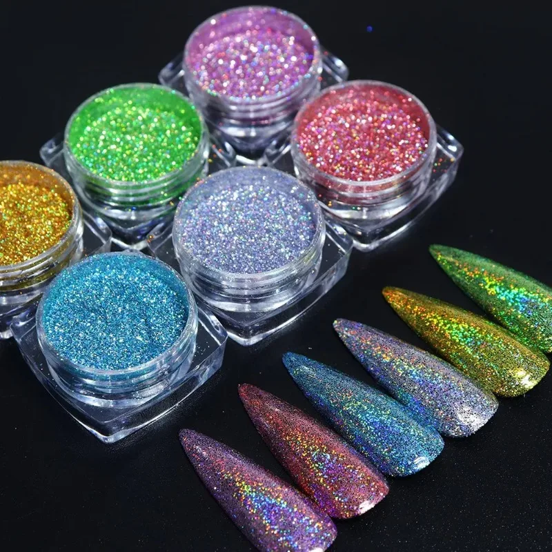 12 kleuren/set 0,05 mm nagelchroompoederkit Super glanzende eenhoorn regenboog laserpoeder DIY spiegel manicurepoeder