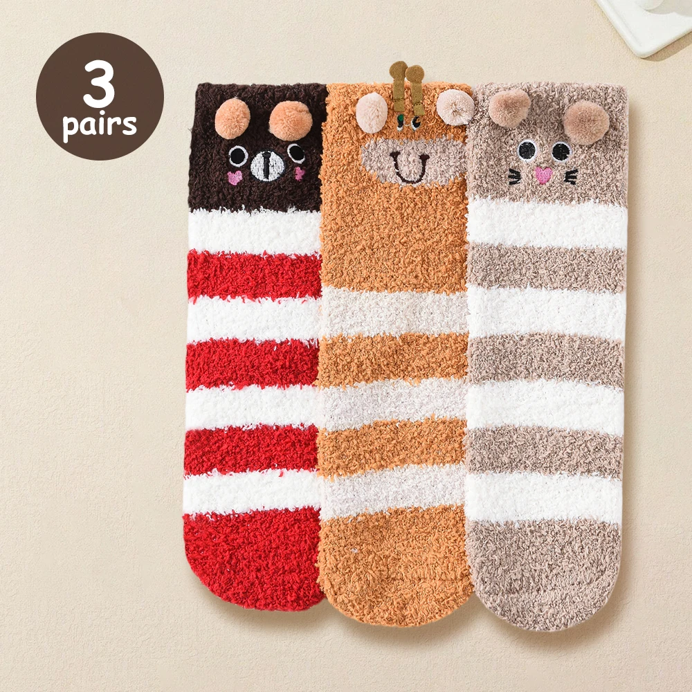 

3 пары, женские толстые теплые флисовые чулки выше колена