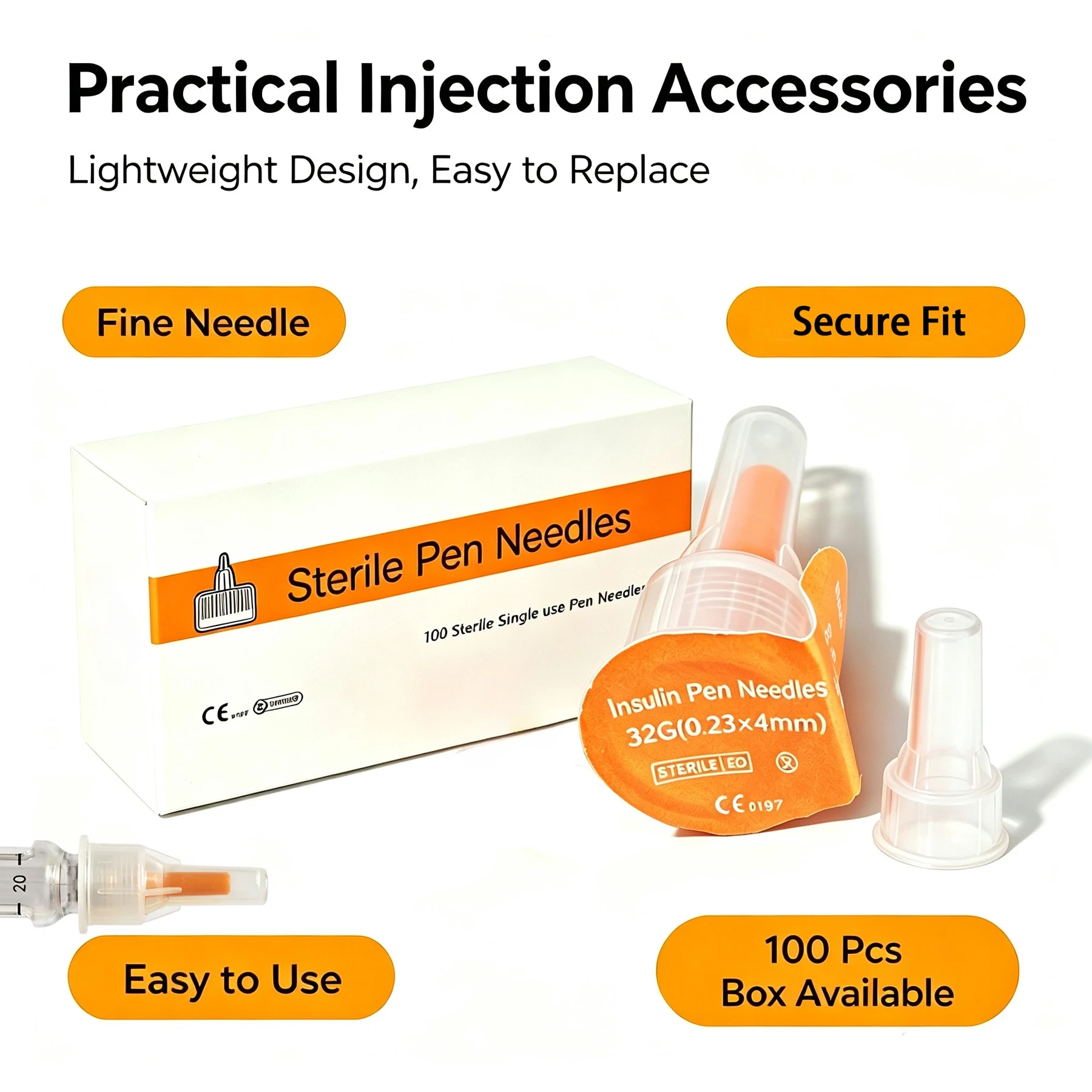 200/100PCS Universal Insulin Pen Needles Set 32G 4mm Sterile Single Use Fine Needles for Insulin Injection