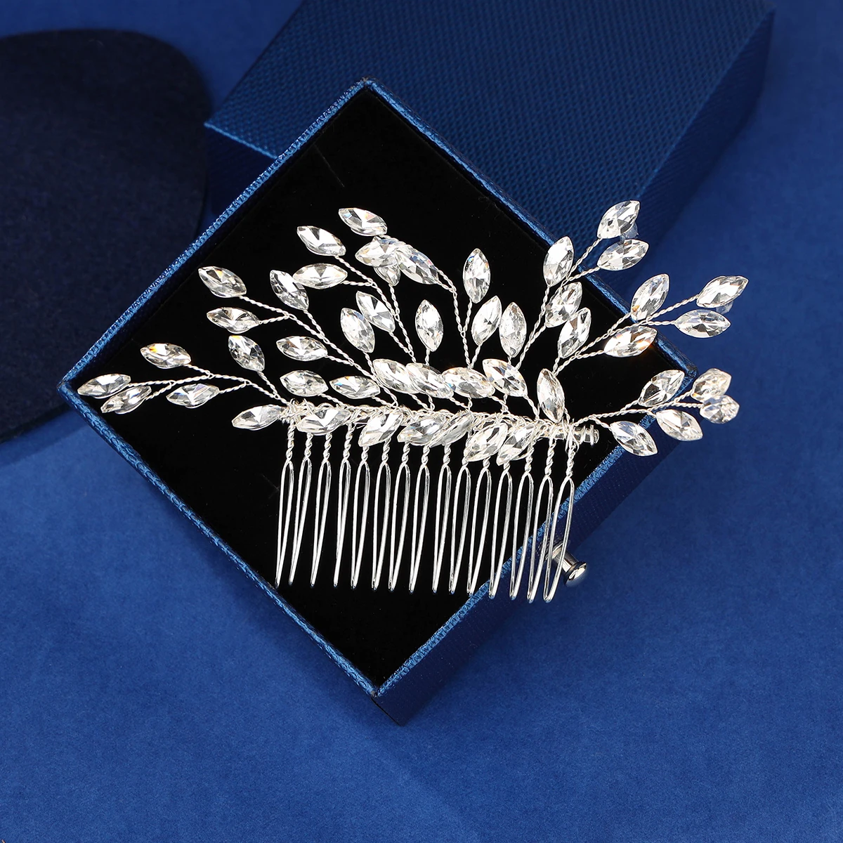 Wedding Hair Brush Silver Rhinestone Bridal Hair Clip Sparkling Hair Pieces Ladies and Girls (Silver)