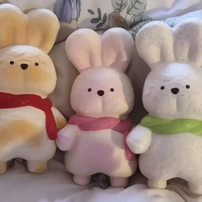 Cute  Bread Bunny Toys Soft Slow Rising Texture Lovely Scarf Design For Stress Relief Desk Decor Kids Gifts