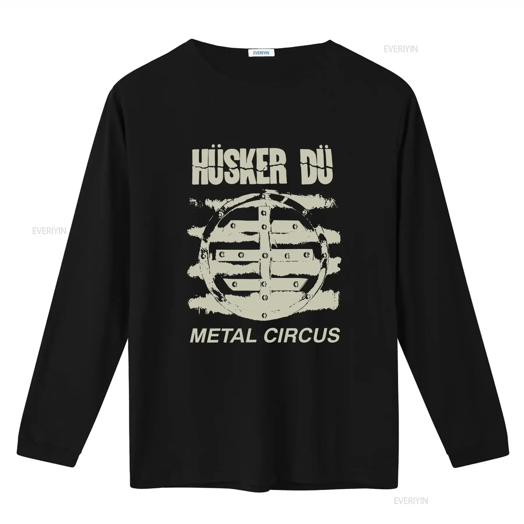 Husker Du Band Metal Circus T Shirt Classic Navy Color Style vintage Washed homme Versatile Slightly streetwear Stretched