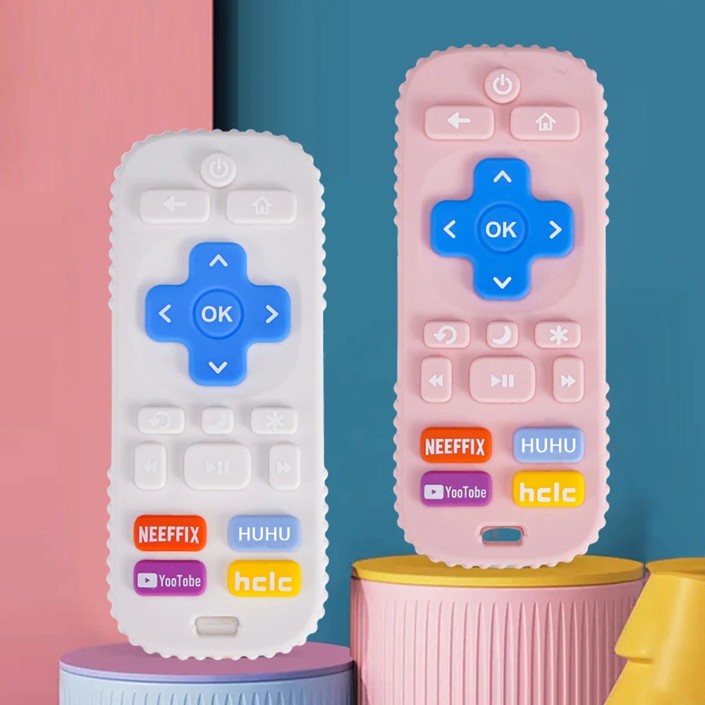 Children's Silicone Remote Control Teethers Baby Micturition Period Soothing Remote Control Teething Stick Biting Gum Anti-Eatin
