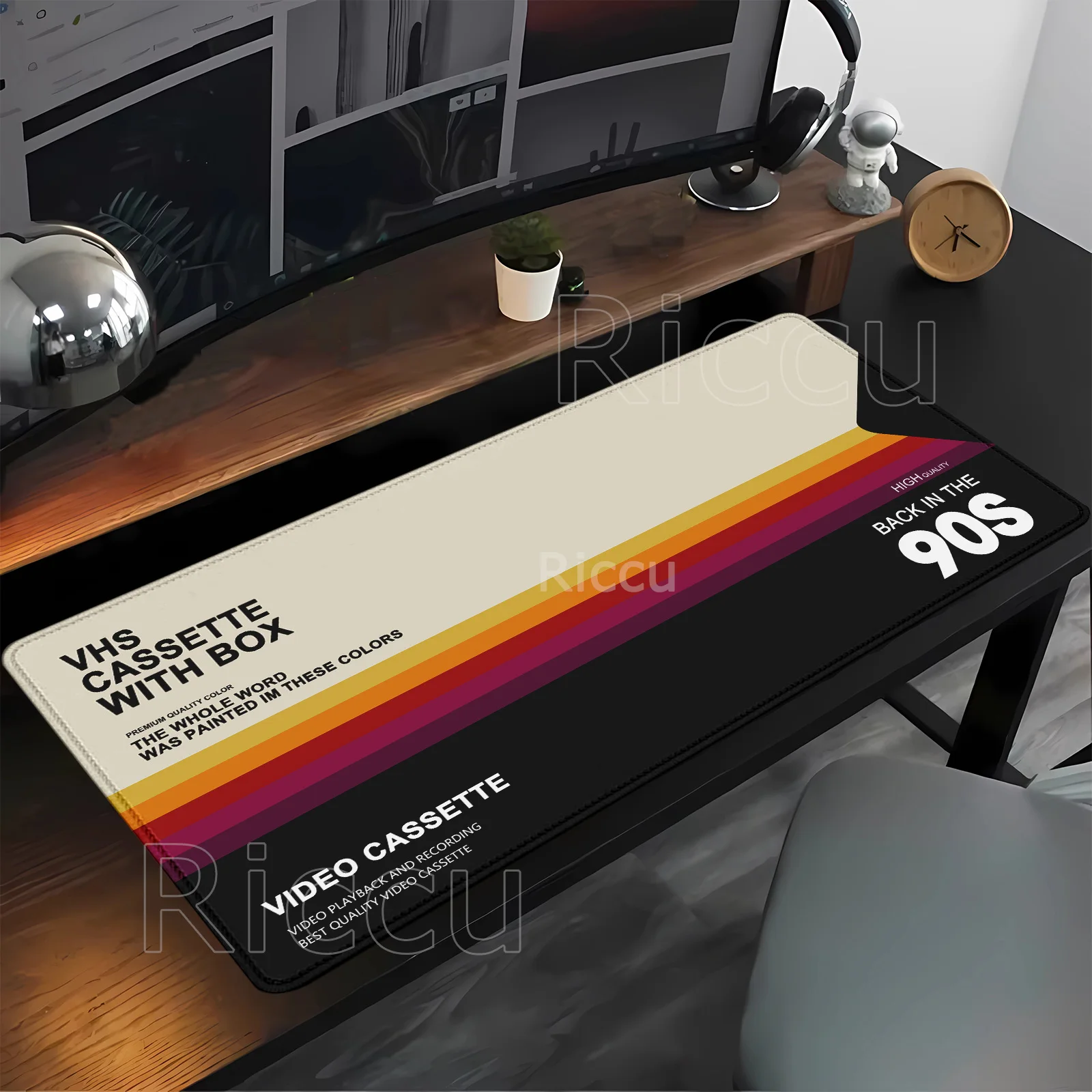 

VHS Retro Oversized Mouse Pad Computer Mousepad Minimalism XXL Stitch Edge offices Keyboard Gaming HD Printing overlock Desk Mat