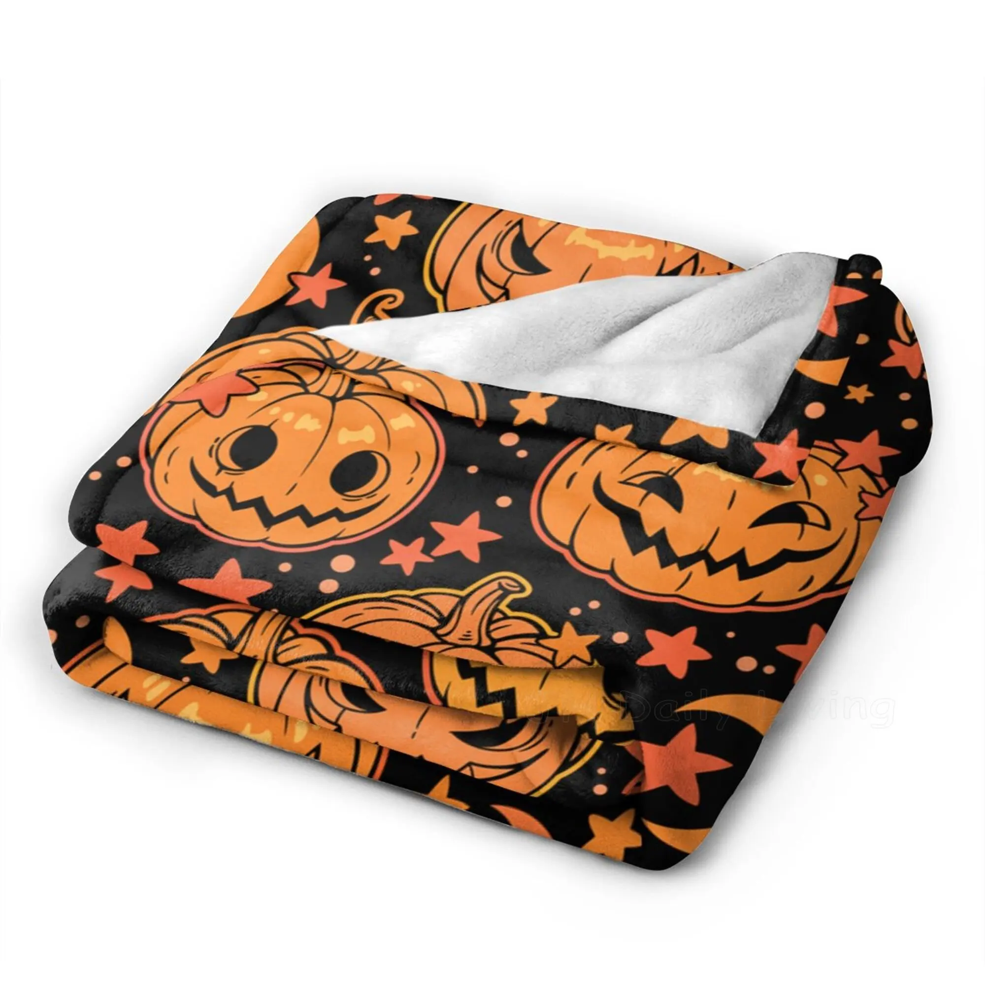 Autumn Pumpkin Maple Fannel Fleece Throw Blanket Portable Warm Soft Cozy Blankets Lightweight Bedspread for Home Office Picnic