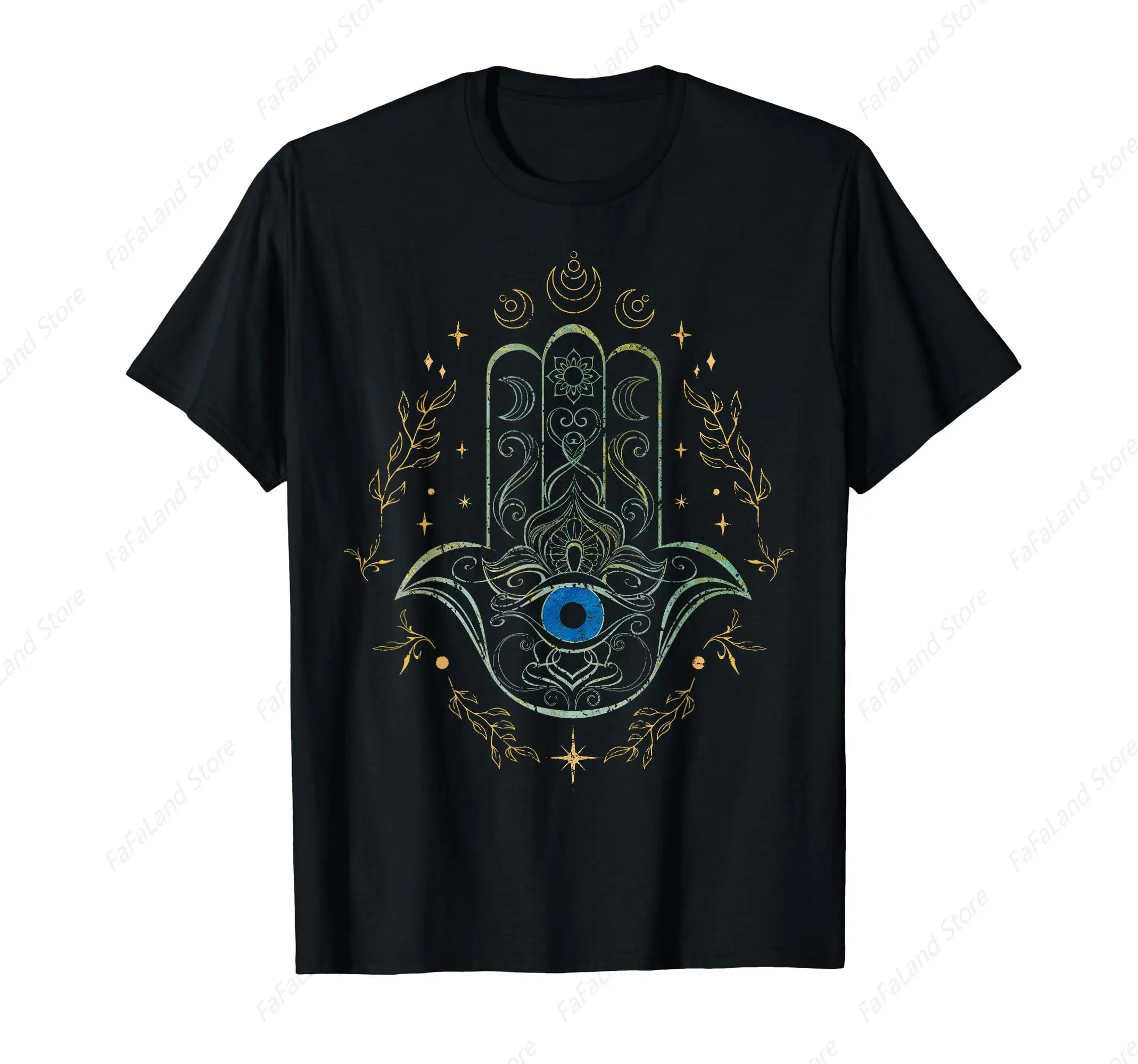 Evil Eye Hamsa Hand Nazar Amulet Protection Celestial Yoga T-Shirt