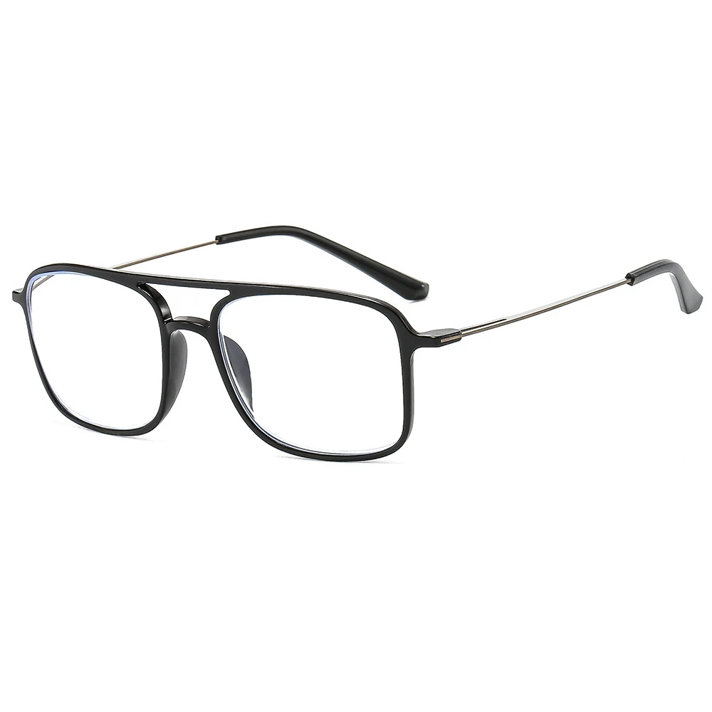 Gafas de lectura Retro Para hombre y mujer, lentes con luz azul, doble puente, montura grande, presbicia, + 100 A + 400