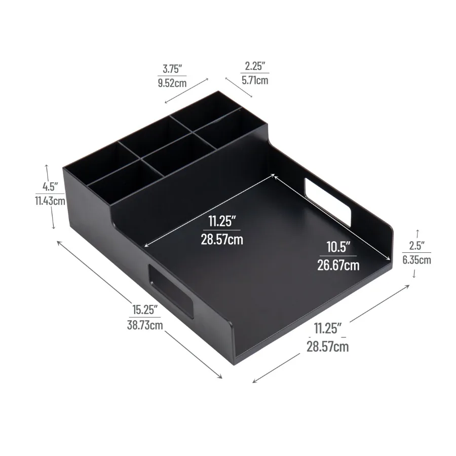 Utensil Napkin and Plate Holder Silverware Organizer Serving Tray Plastic Black view 3