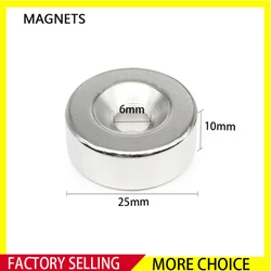 1/2/5/10/15 pz 25x10-6mm disco magnete al neodimio svasato 25*10mm foro 6mm 25X10-6mm N35 magnete permanente rotondo 25*10-6