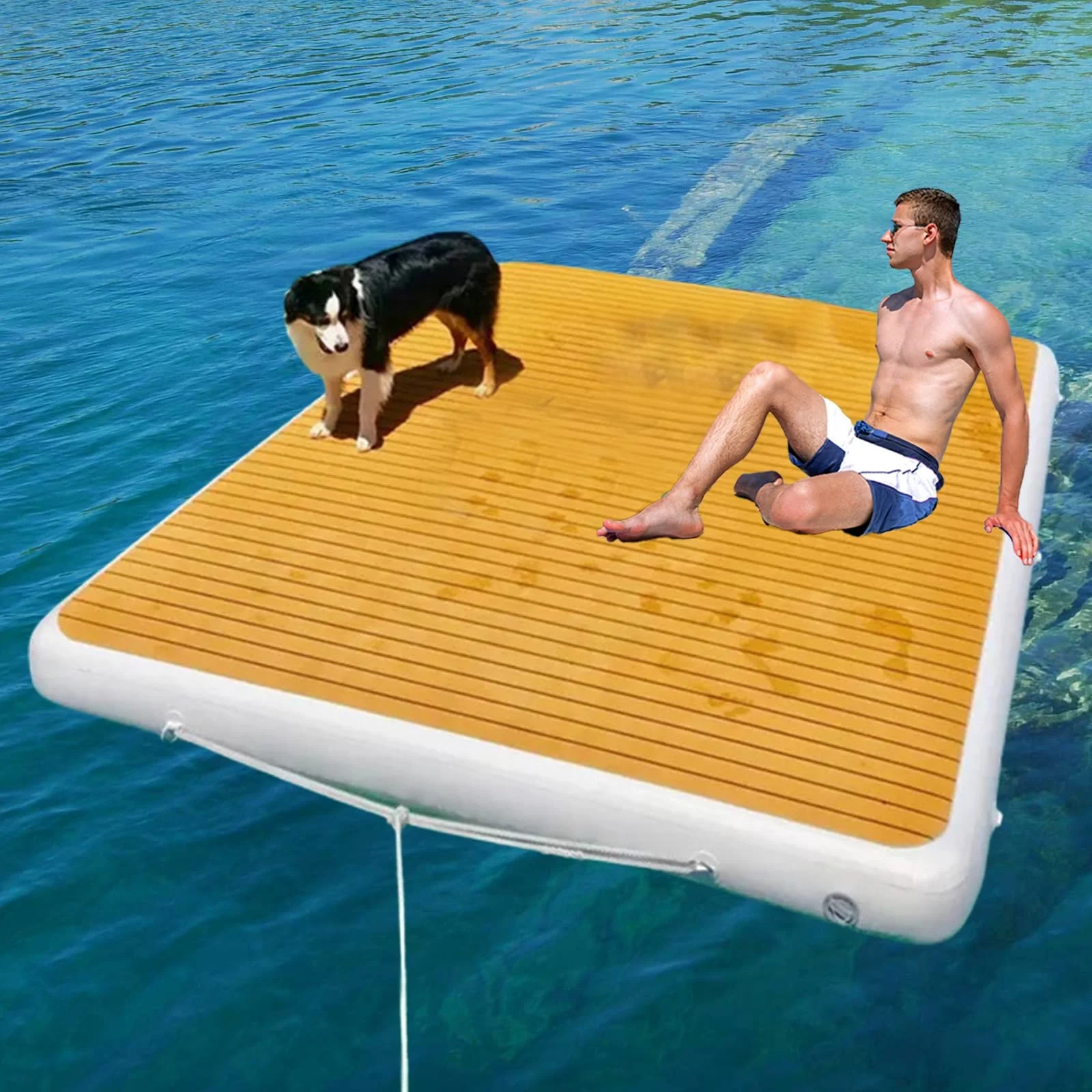 Portable Boat Yacht InflatablePlatform Docks Adult Kids Dog Outdoor Water Sport Floating Mat  Floating Island for Lake Pool