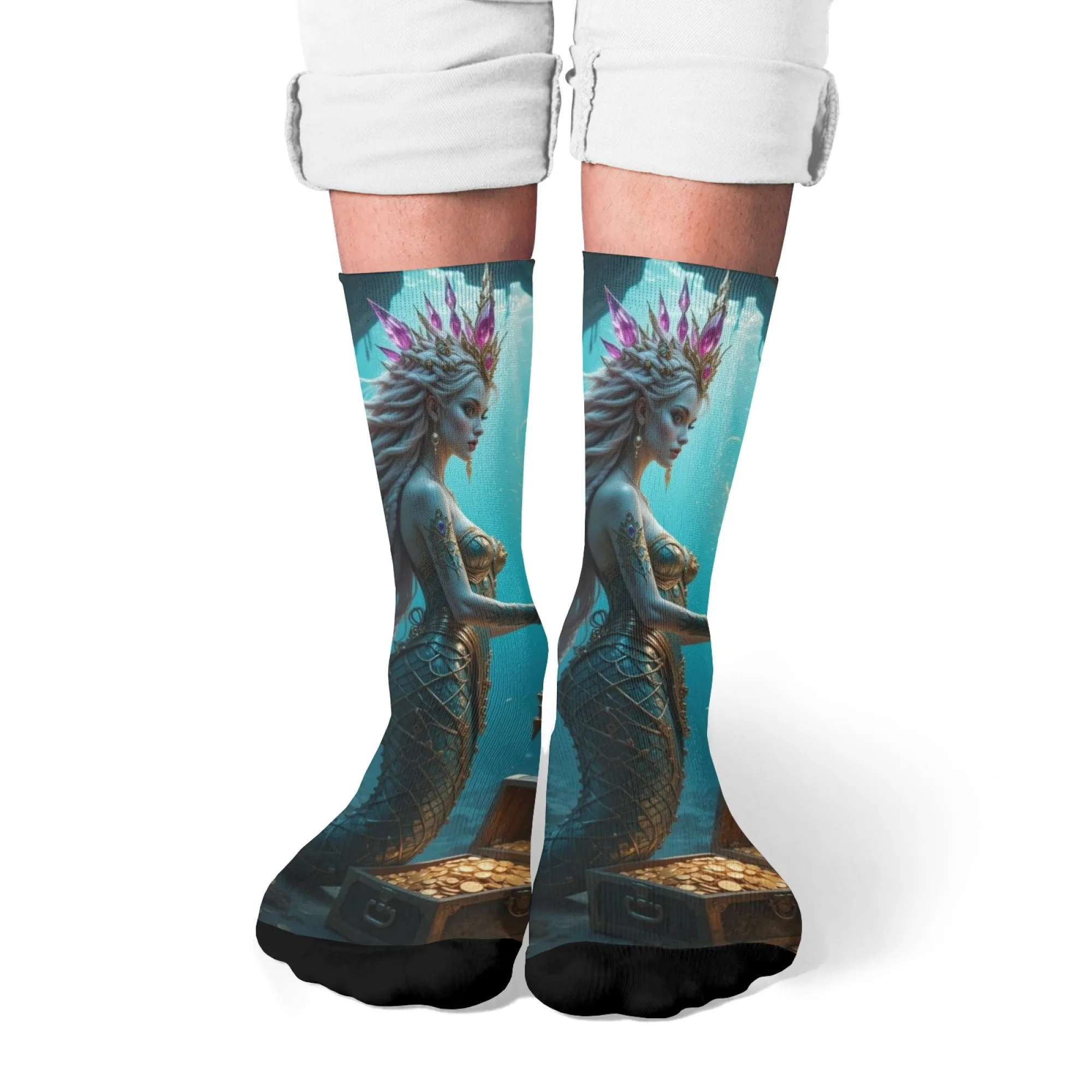 

Повседневные носки в стиле ретро Myth Mermaid, креативные носки Happy Hip Hop, мягкие дышащие носки для экипажа, подходящие для занятий спортом, путешествий на открытом воздухе, вечеринок