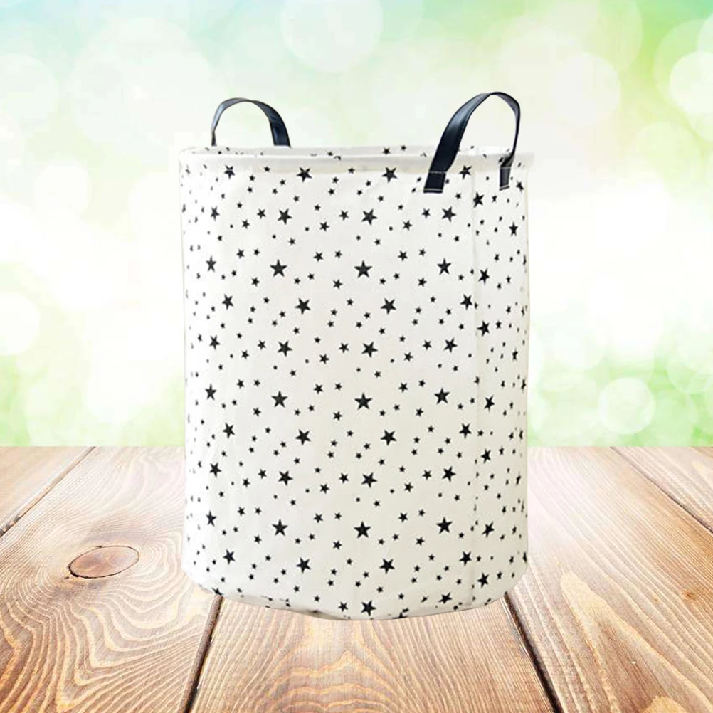 

Cotton Linen Laundry Hamper 35x45cm Stars Foldable Portable Dirty Clothes Storage Organizer Eco Friendly Dual Handle