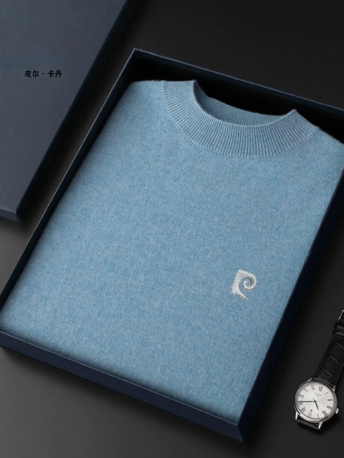 

Pierre Cardin Luxury Men's Wool Sweater Thiened Knitted Camere High Collar Long Sve Loose Fit Faion Urban Sle Wint...