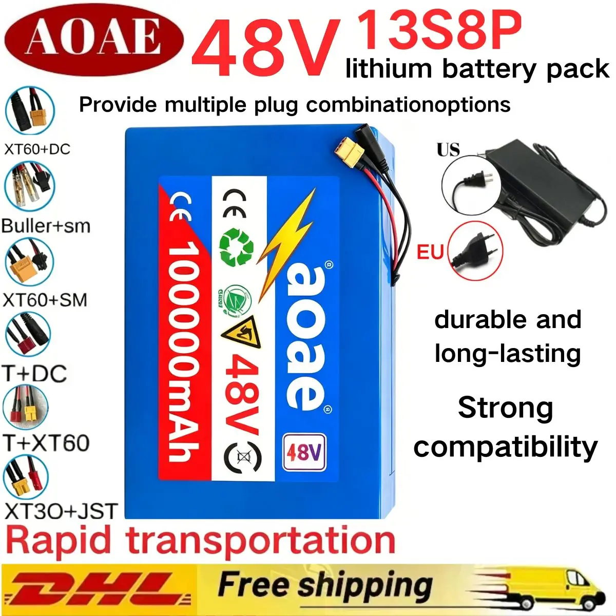 2026 13s8p 48V 100000mah 13s8p Lithium Battery Pack 48v 100Ah 250W-2000W Citycoco Motorized Scooter Batteries Built in 50A BMS