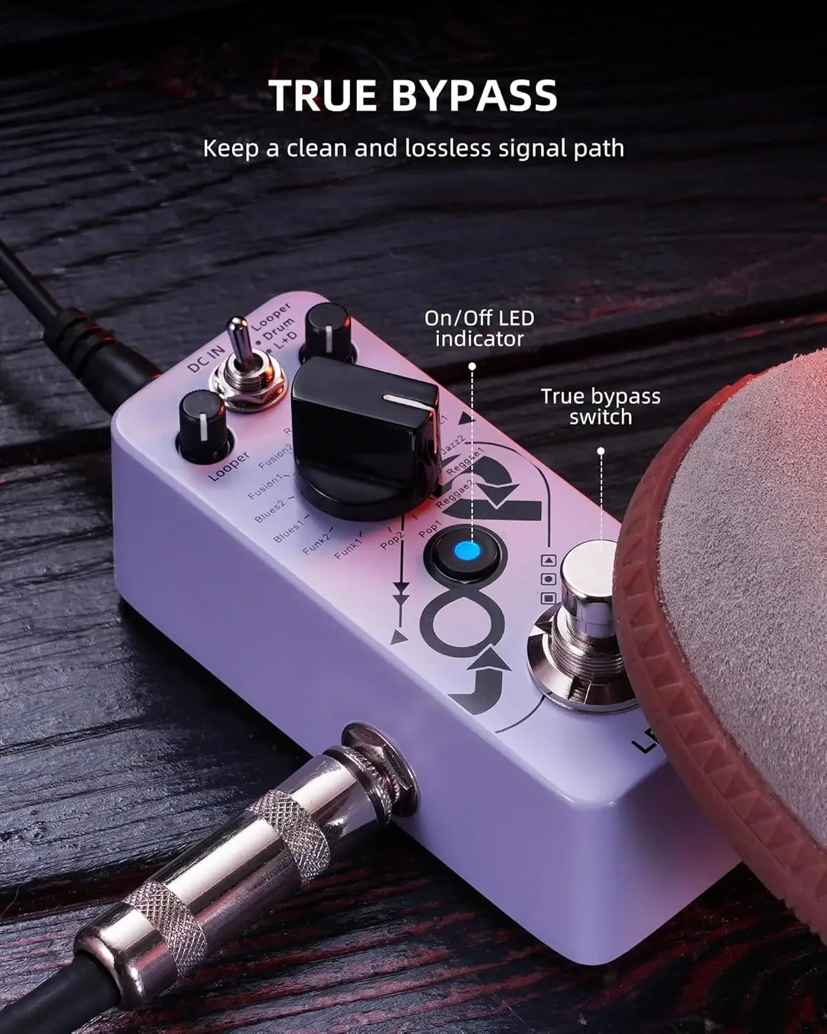 

Lekato Pro Loop & Drum Engine Pedal - 20Min 24-Bit Loop + 16 Groove Banks W/dynamic Overdubs for Live Guitar Performances