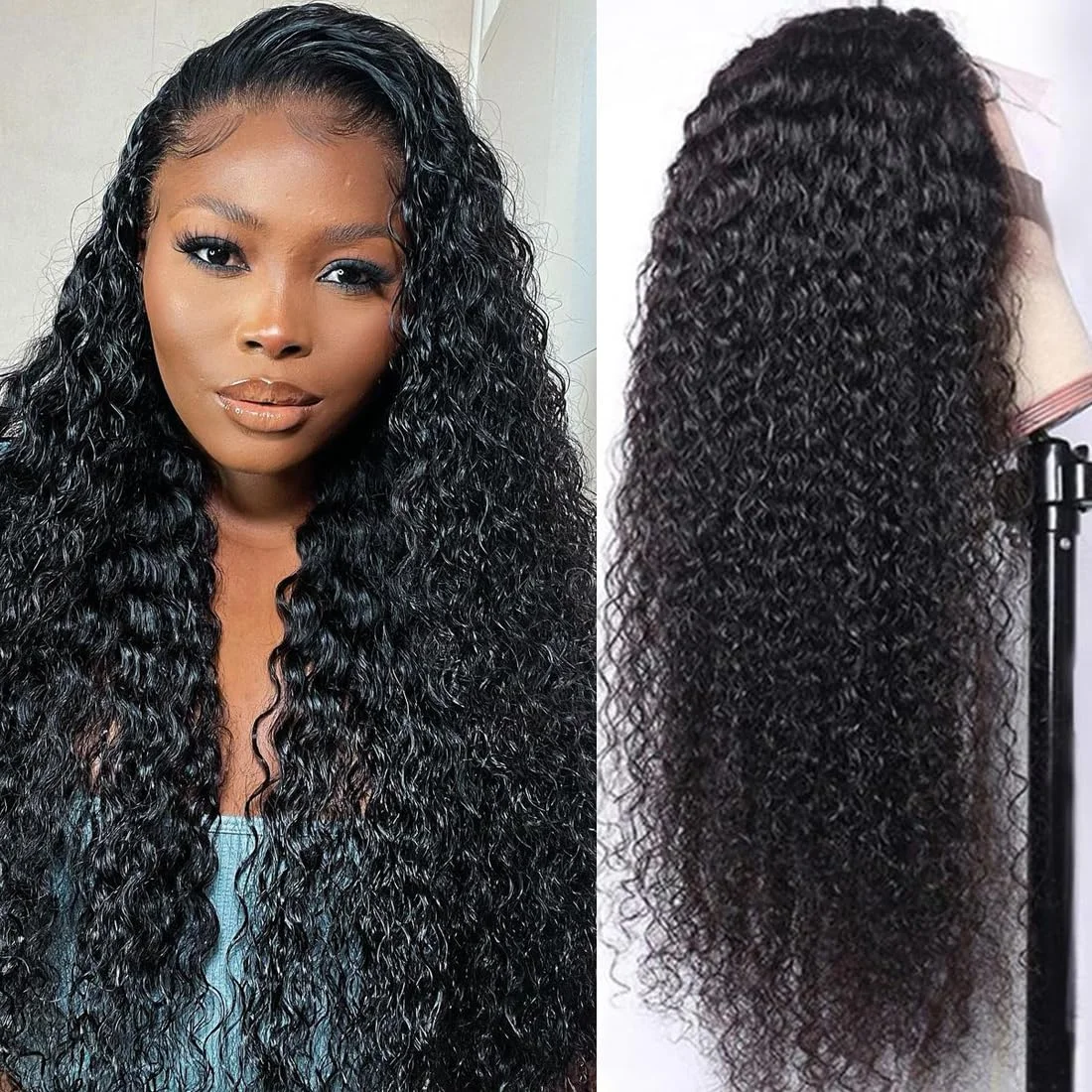 

Curly Lace Front Wigs Human Hair 13X4 Glueless Wigs Human Hair Pre Plucked With Baby Hair Brazilian Virgin Baby Natural Hair