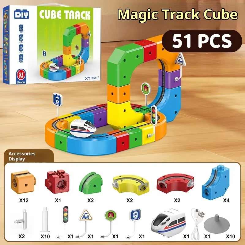 100+ PCS Electric Track Building Set, STEM DIY Railway Construction Toy, Creative Birthday Gift for Boys Kids ﻿ view 6
