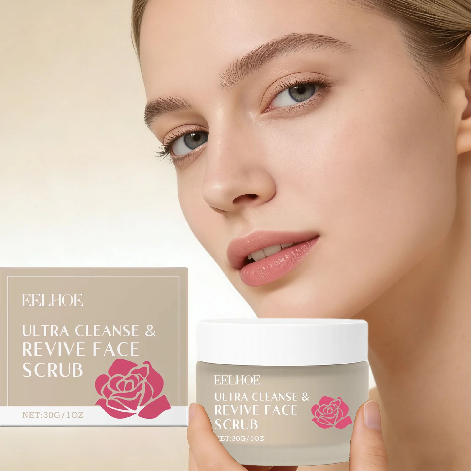 

Rose-Facial Exfoliating Scrub Dead Skin Remover Scrub Powder Skin Cleaning Shrink Pores Brightening Facial Moisturizer Skin Care