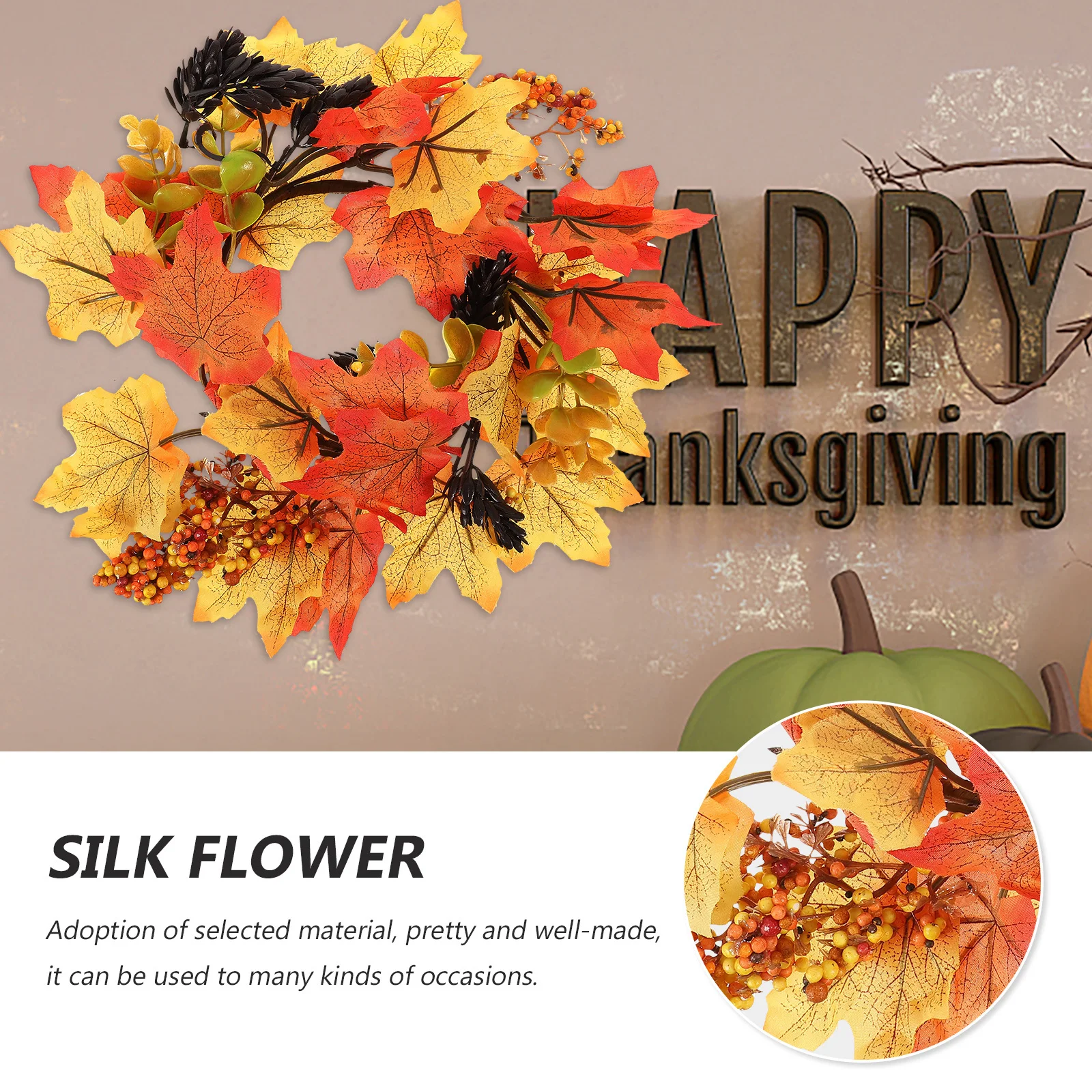 

Maple Leaves Fall Autumn Wreath Front Door Hanging Garland Thanksgiving Harvest Festival Rustic Wall Decor Thanksgiving Decor