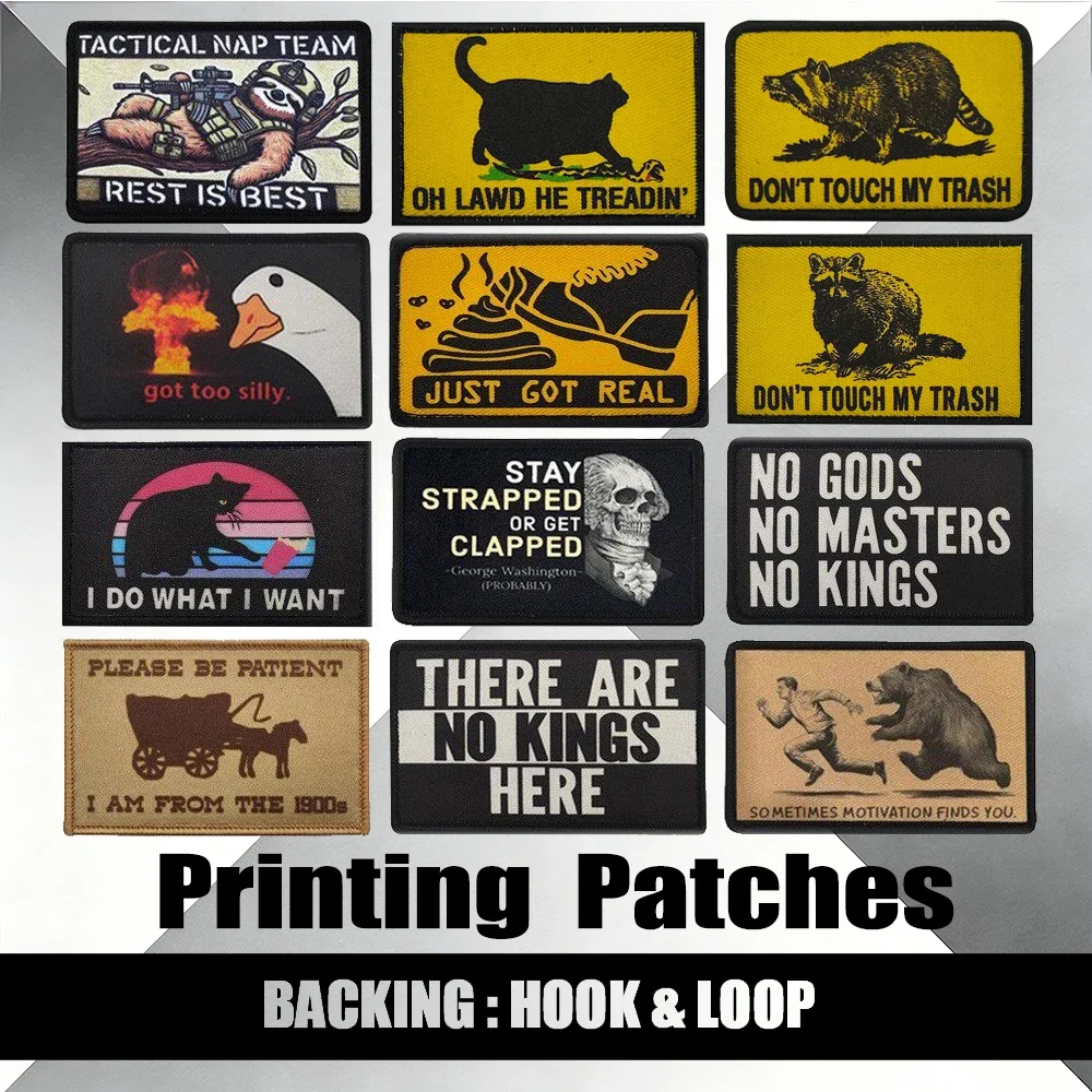 

Hardcore Funny Tactical Printing Patches - "Don't Touch My Trash""No Kings" Skull Enthusiast DIY Decor Tactical Bag Patches
