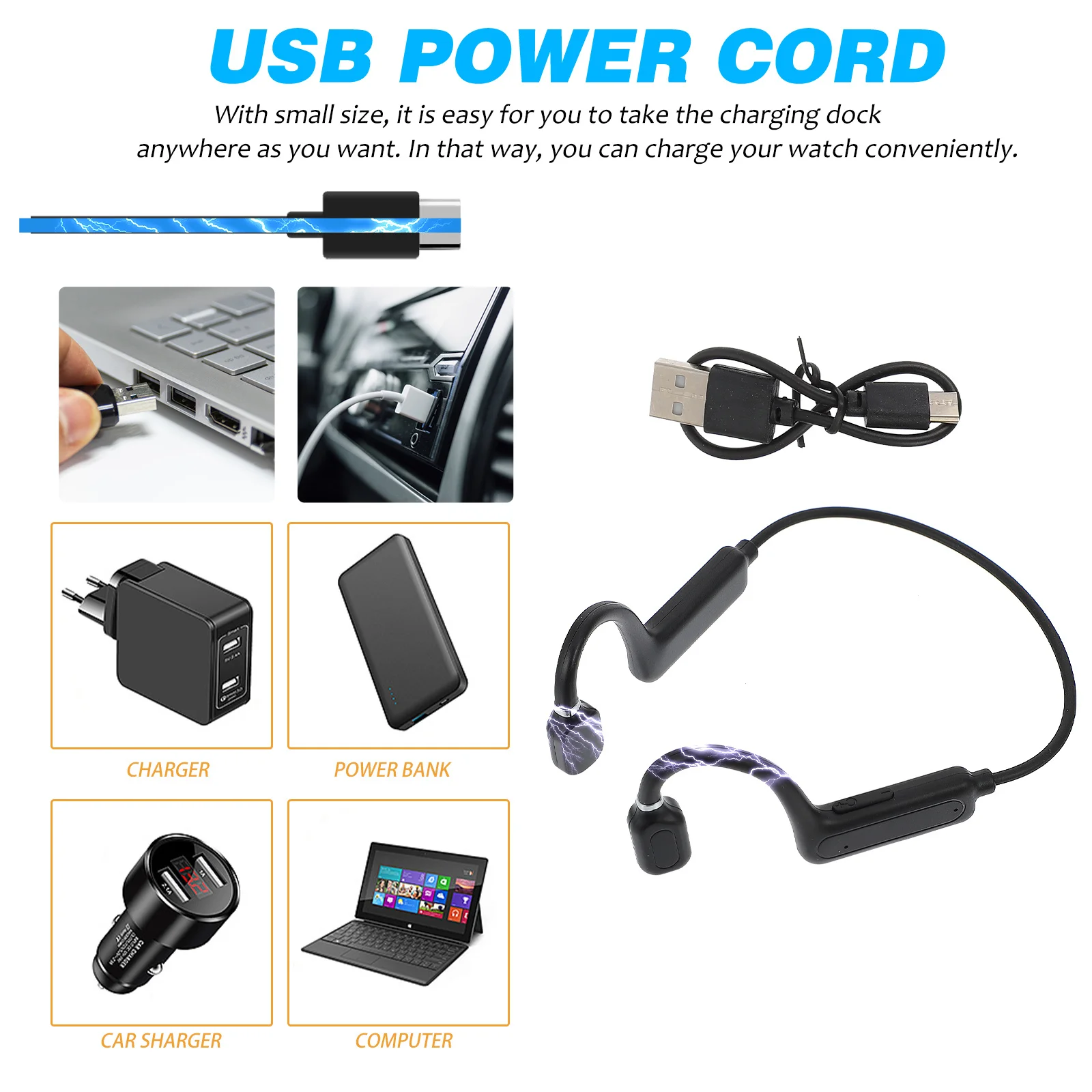 

Wireless Bone Conduction Headset Earphone 5.0 Ergonomic Ear Hook Running Exercise Low Latency Stereo