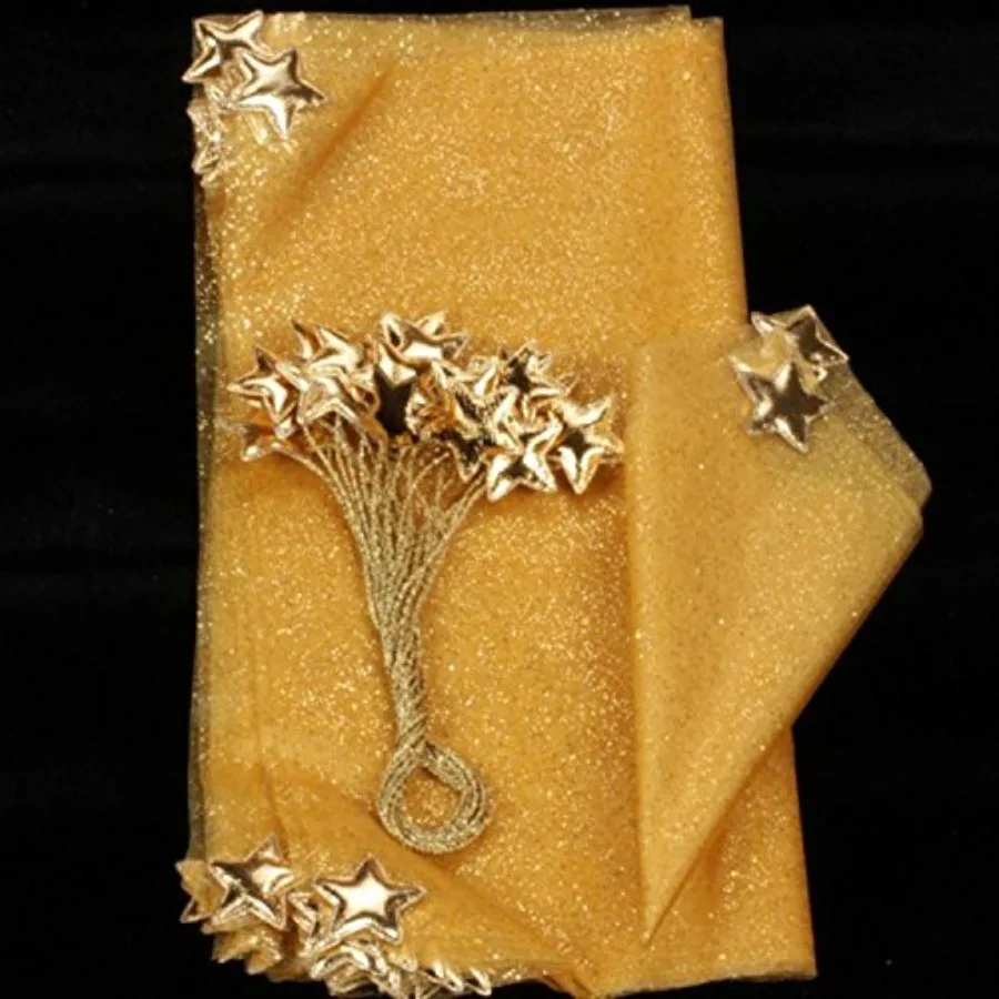 

Набор из 12 золотых проволочных стяжек со звездами в подарок, 11 x 12 дюймов