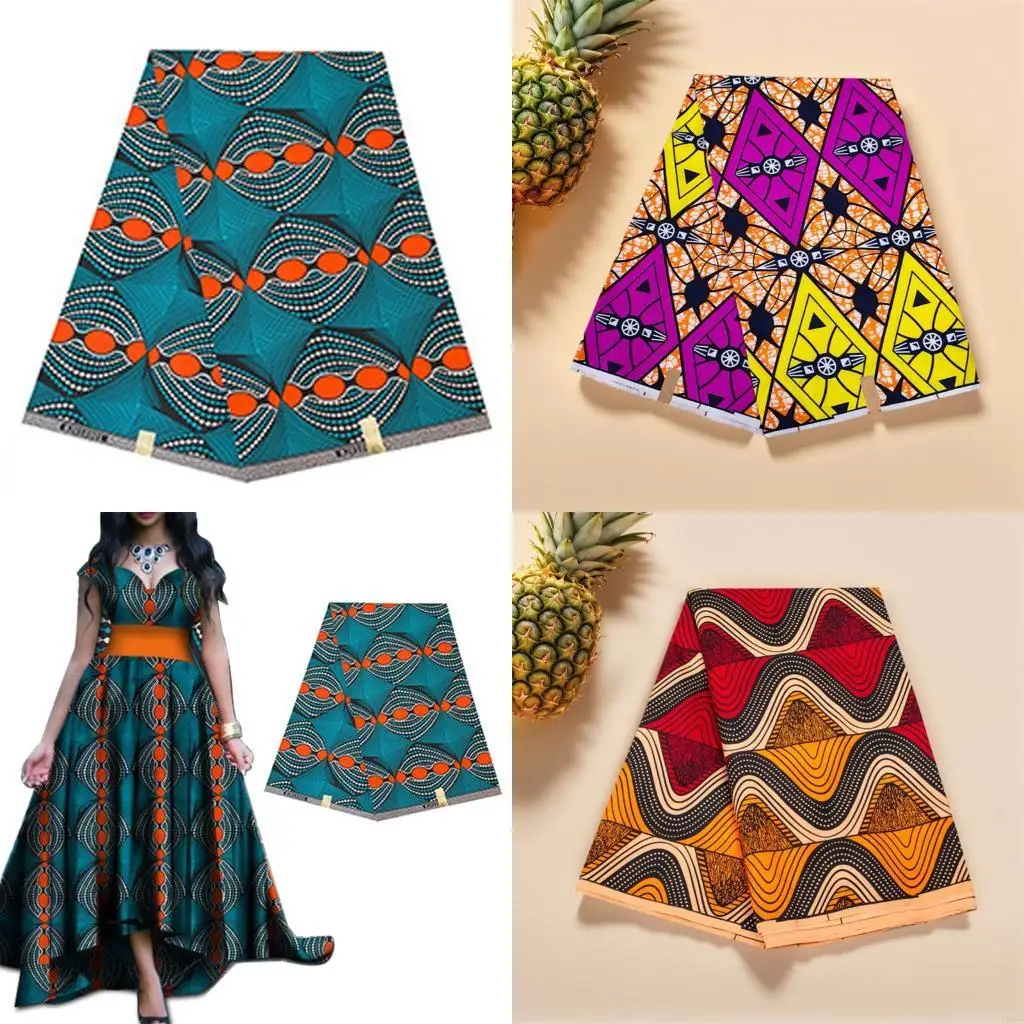Waxed Printing Cloth African Geometric Pattern Sewing Fabric For Quilting Craft Y08E