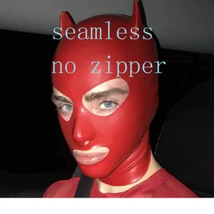 Topi Topeng Baru Tudung Lateks Cetakan Tanduk Setan Cosplay mulus tanpa ritsleting Versi 2D Halloween 8 topi tanduk setan penjualan terbaik - №