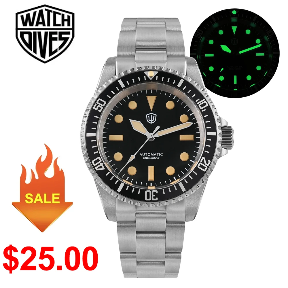 Watchdives WD5513 38mm Dive Watch NH35 Automatic Movement 20Bar Waterproof Luminous Sapphire Vintage Sub Watches Men Reloj