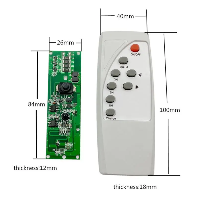 2X 3.2V 3.7V Automatic Control Lamp Board With Remote Control Solar LED Driver Board Human Body Induction A-A32R