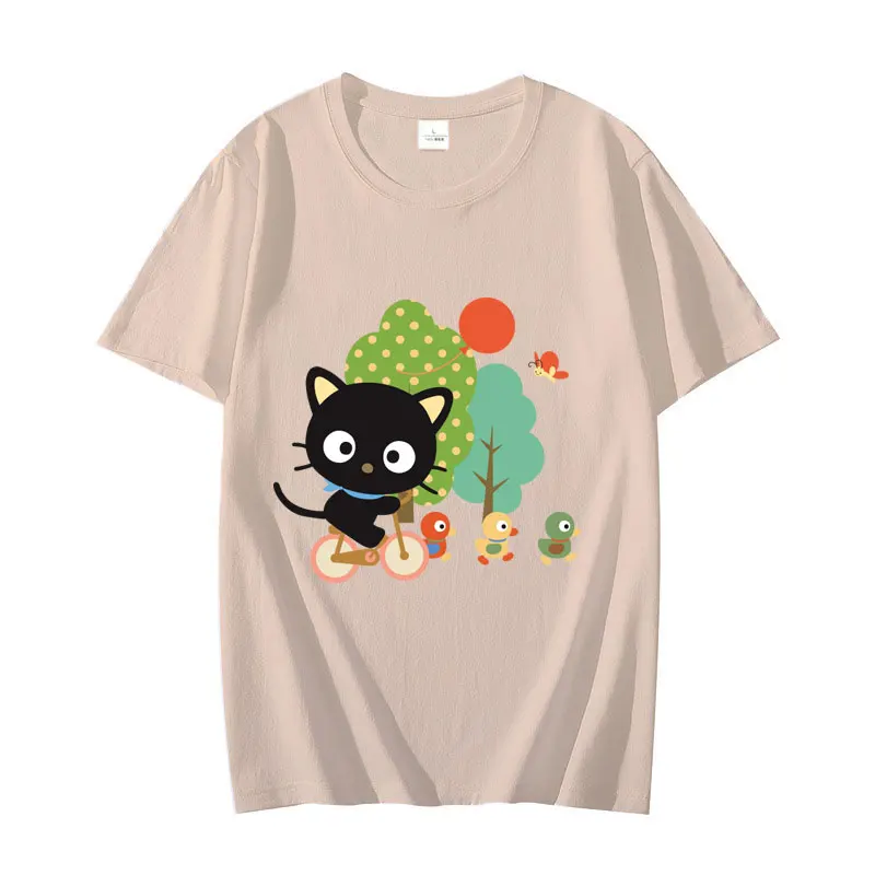 Sanrio Chococat Cartoon Anime Women T-shirt Summer 100% Cotton Men Tee Shirts Tops 2024 New Fashion Couple Clothes