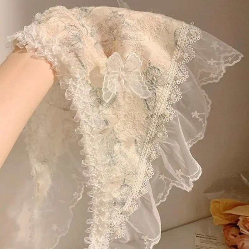 39BB eenvoudige straathoofd sjaal verstelbare buitenhoofdscherm kanten driehoeken sjaal voor trendy look